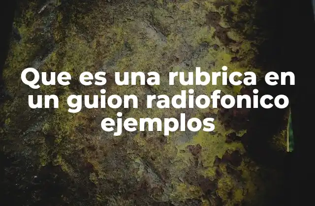 Que es una Rubrica en un Guion Radiofonico Ejemplos