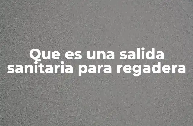 Que es una Salida Sanitaria para Regadera