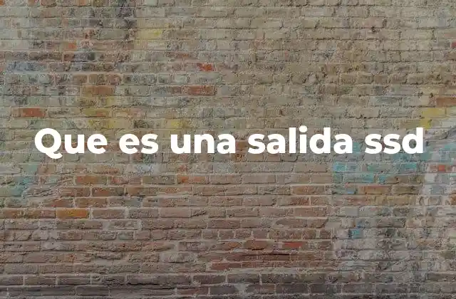 Que es una Salida Ssd