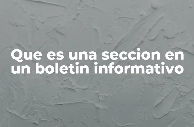 Que es una Seccion en un Boletin Informativo