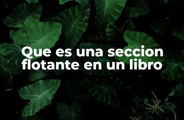 Que es una Seccion Flotante en un Libro