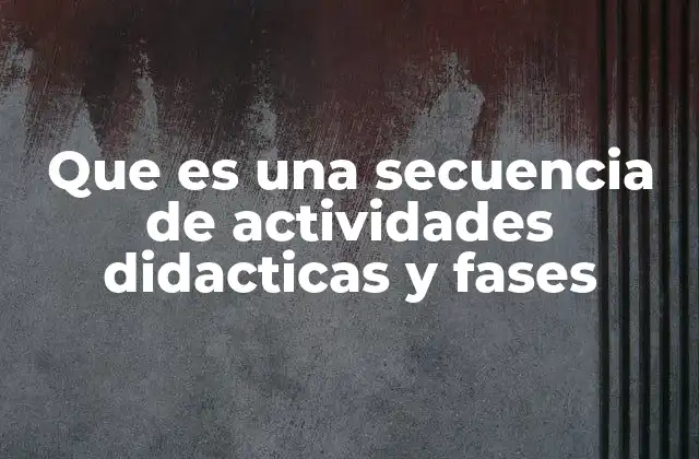 Que es una Secuencia de Actividades Didacticas y Fases