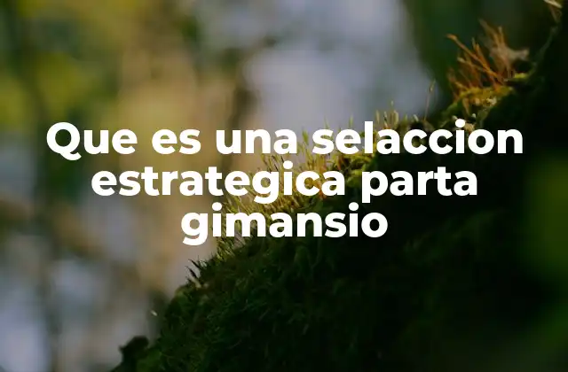 Que es una Selaccion Estrategica Parta Gimansio
