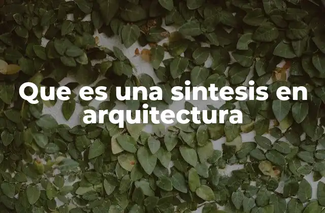 Que es una Sintesis en Arquitectura