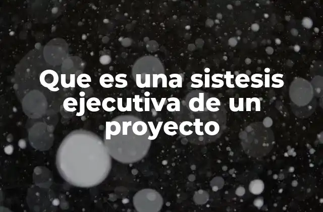 Que es una Sistesis Ejecutiva de un Proyecto