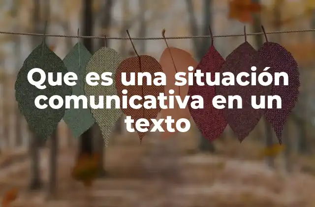 Que es una Situación Comunicativa en un Texto