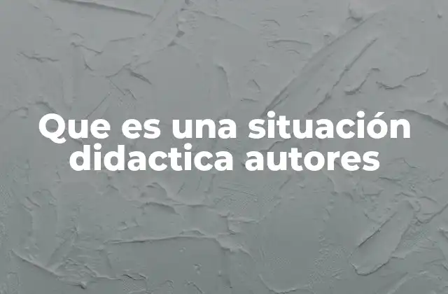 Que es una Situación Didactica Autores
