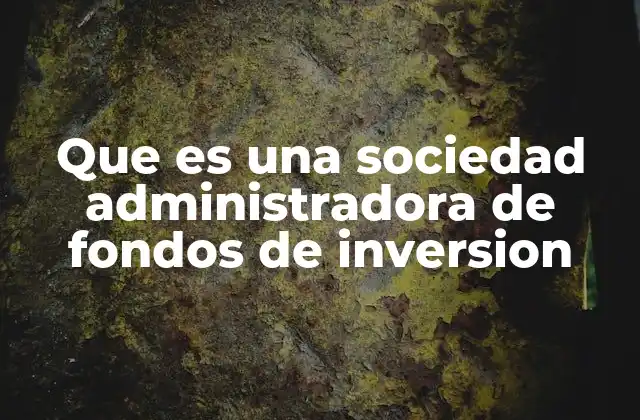 Que es una Sociedad Administradora de Fondos de Inversion