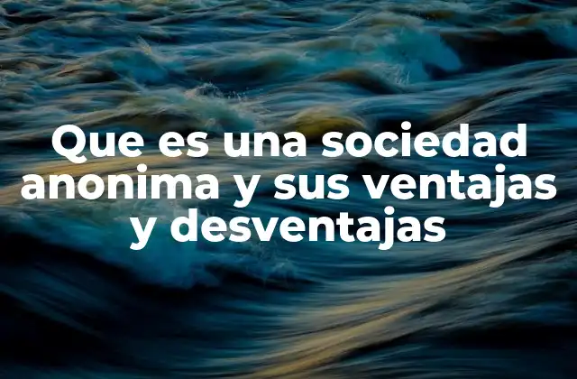 Que es una Sociedad Anonima y Sus Ventajas y Desventajas