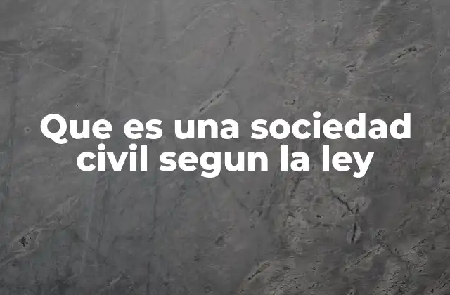 Que es una Sociedad Civil Segun la Ley