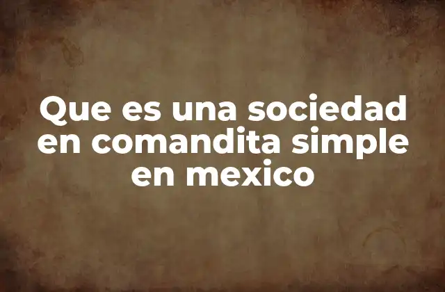 Que es una Sociedad en Comandita Simple en Mexico
