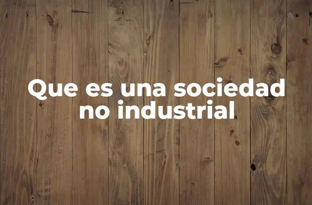 Que es una Sociedad No Industrial
