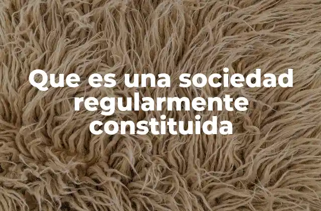 Que es una Sociedad Regularmente Constituida