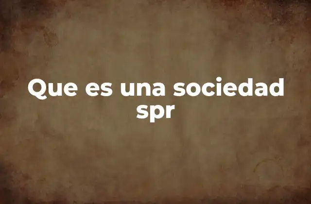 Que es una Sociedad Spr