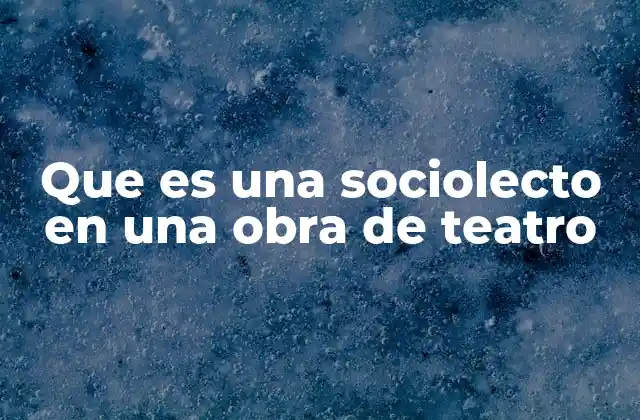 Que es una Sociolecto en una Obra de Teatro