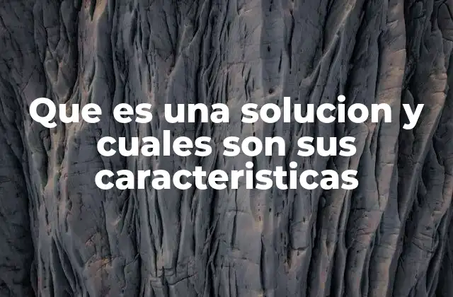 Que es una Solucion y Cuales Son Sus Caracteristicas