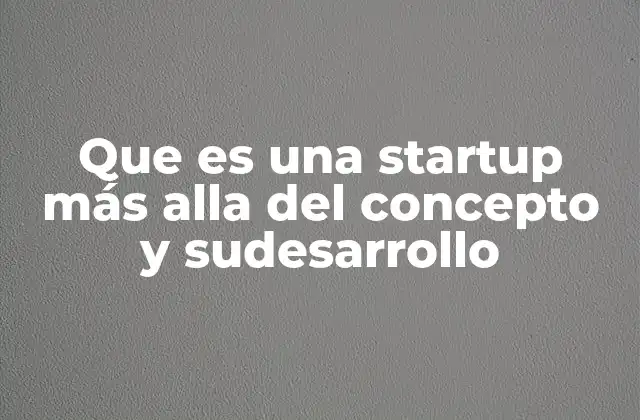 Que es una Startup Más Alla Del Concepto y Sudesarrollo