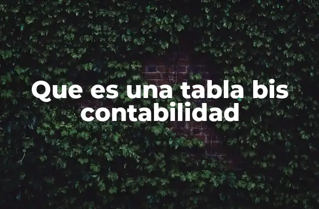 Que es una Tabla Bis Contabilidad