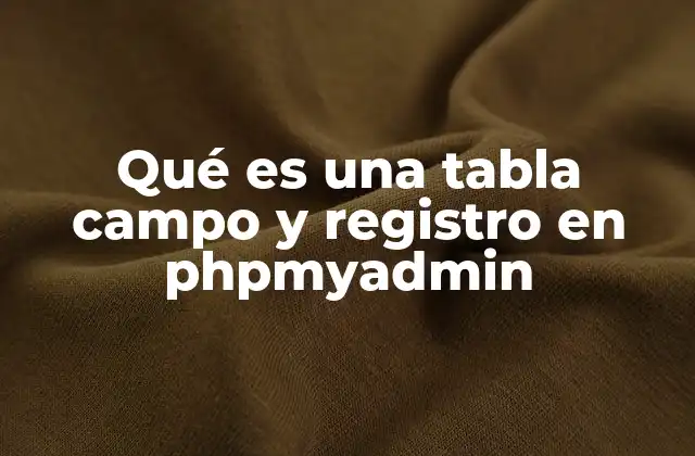 Qué es una Tabla Campo y Registro en Phpmyadmin 2 Cómo PHPMyAdmin organiza la información