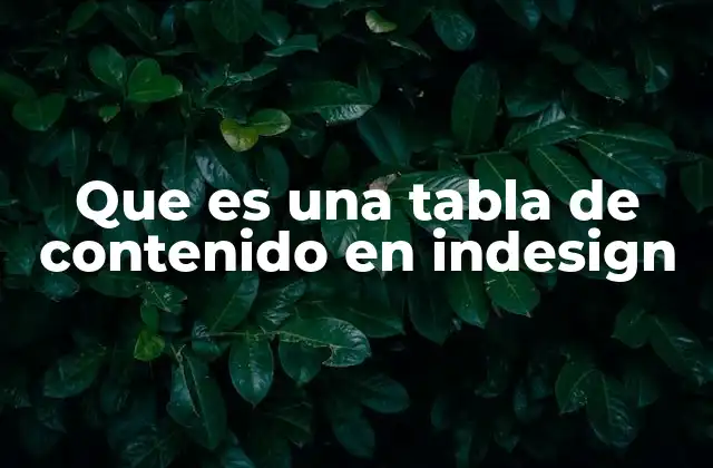 Que es una Tabla de Contenido en Indesign