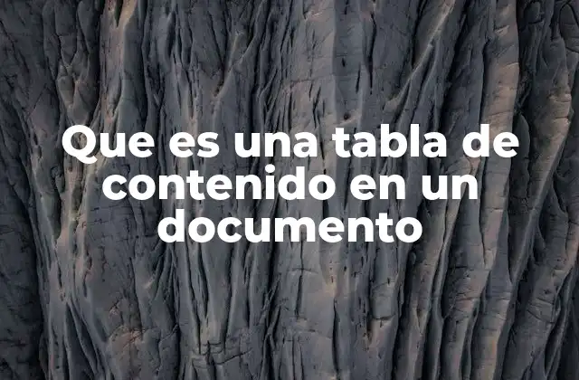 Que es una Tabla de Contenido en un Documento