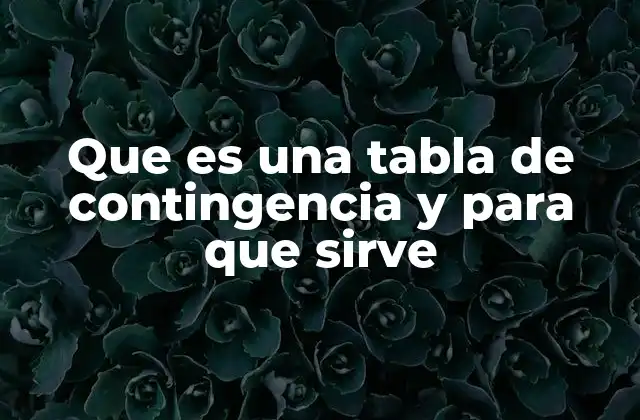 Que es una Tabla de Contingencia y para que Sirve