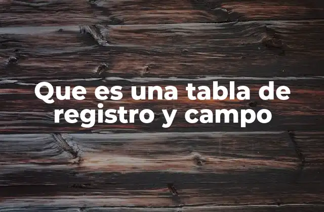 Que es una Tabla de Registro y Campo