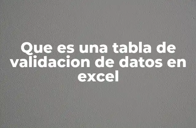 Que es una Tabla de Validacion de Datos en Excel