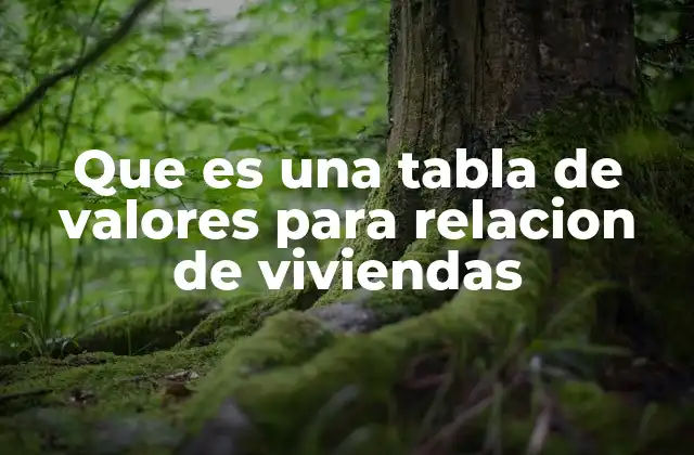 Que es una Tabla de Valores para Relacion de Viviendas