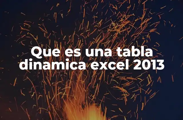 Que es una Tabla Dinamica Excel 2013
