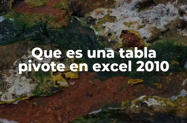 Que es una Tabla Pivote en Excel 2010
