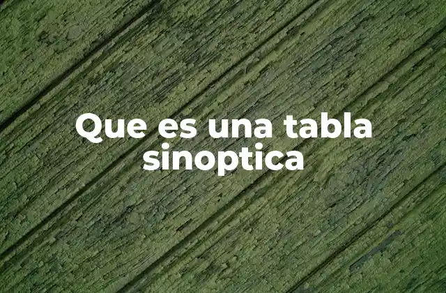 Que es una Tabla Sinoptica