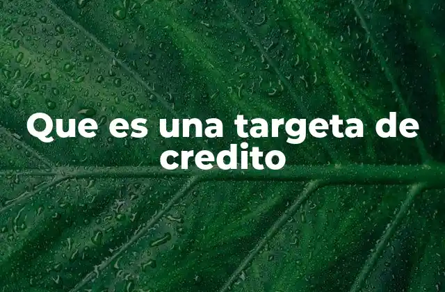 Que es una Targeta de Credito