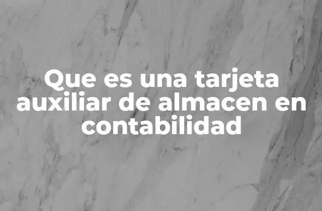 Que es una Tarjeta Auxiliar de Almacen en Contabilidad