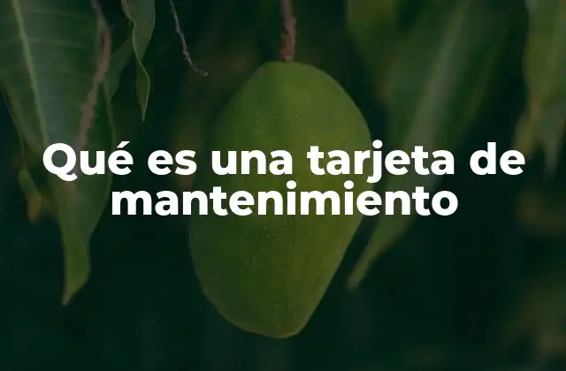 Qué es una Tarjeta de Mantenimiento