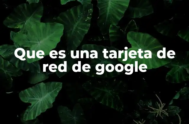 Que es una Tarjeta de Red de Google