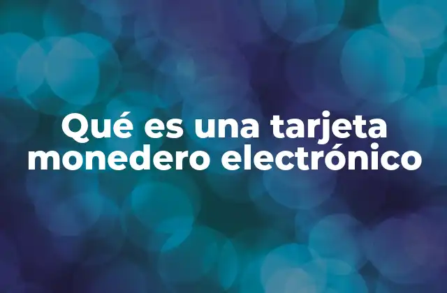 Qué es una Tarjeta Monedero Electrónico