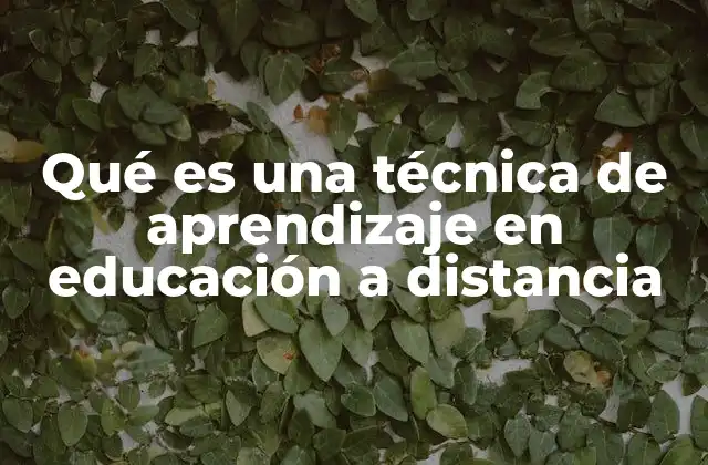Qué es una Técnica de Aprendizaje en Educación a Distancia