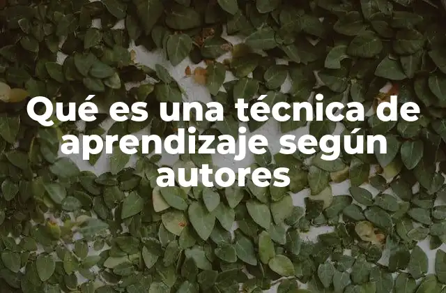 Qué es una Técnica de Aprendizaje según Autores