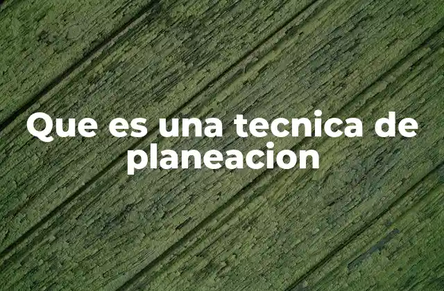 Que es una Tecnica de Planeacion