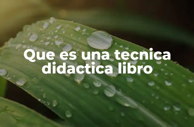Que es una Tecnica Didactica Libro