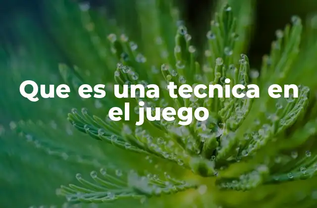 Que es una Tecnica en el Juego
