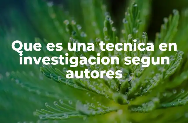 Que es una Tecnica en Investigacion Segun Autores