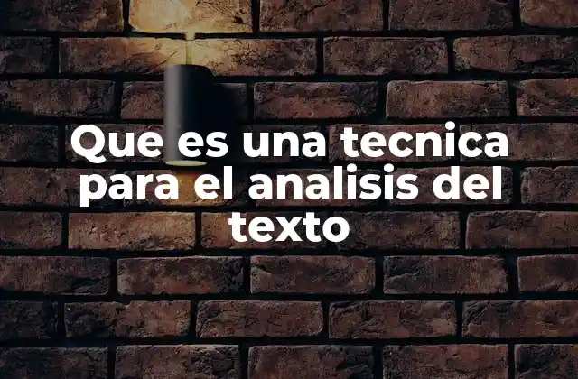 Que es una Tecnica para el Analisis Del Texto