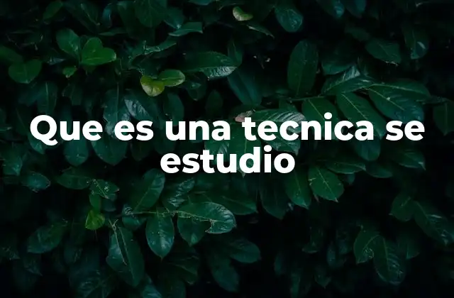 Que es una Tecnica Se Estudio
