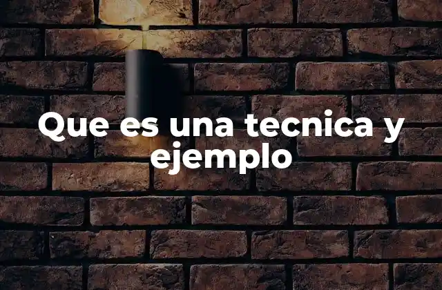 Que es una Tecnica y Ejemplo