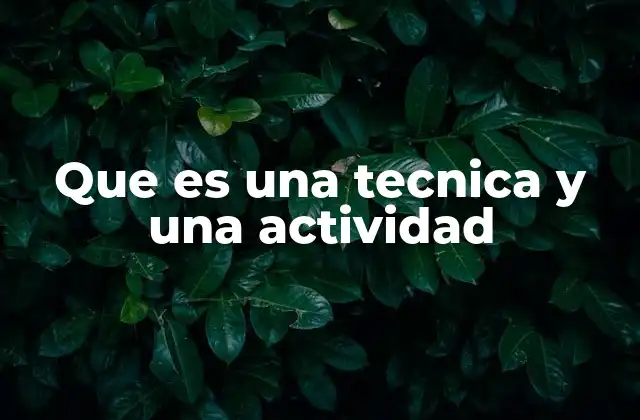 Que es una Tecnica y una Actividad