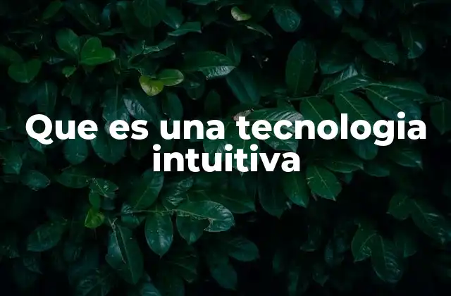 Que es una Tecnologia Intuitiva