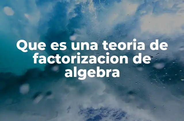 Que es una Teoria de Factorizacion de Algebra