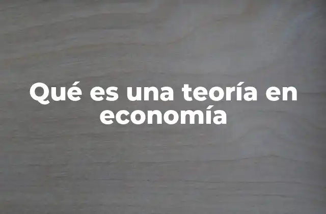 Qué es una Teoría en Economía